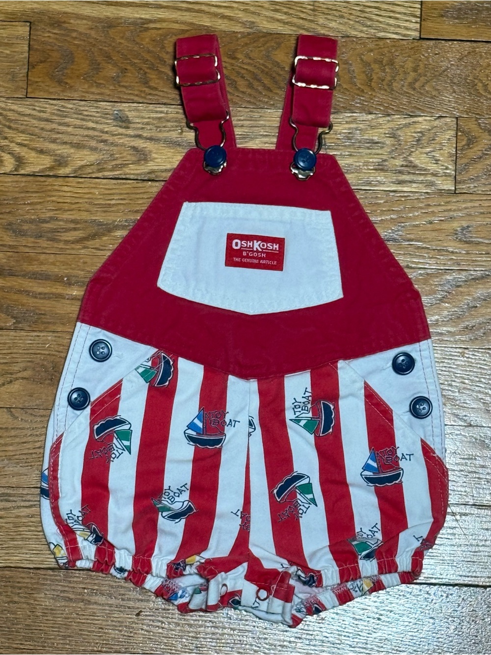Vintage Boys (18M) Osh Kosh B’Gosh Red, White & Blue Overalls with Sailboats